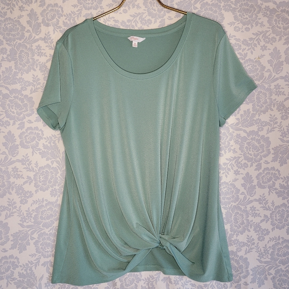 Candie's Seafoam XL Knotted Polyester Blouse NWOT